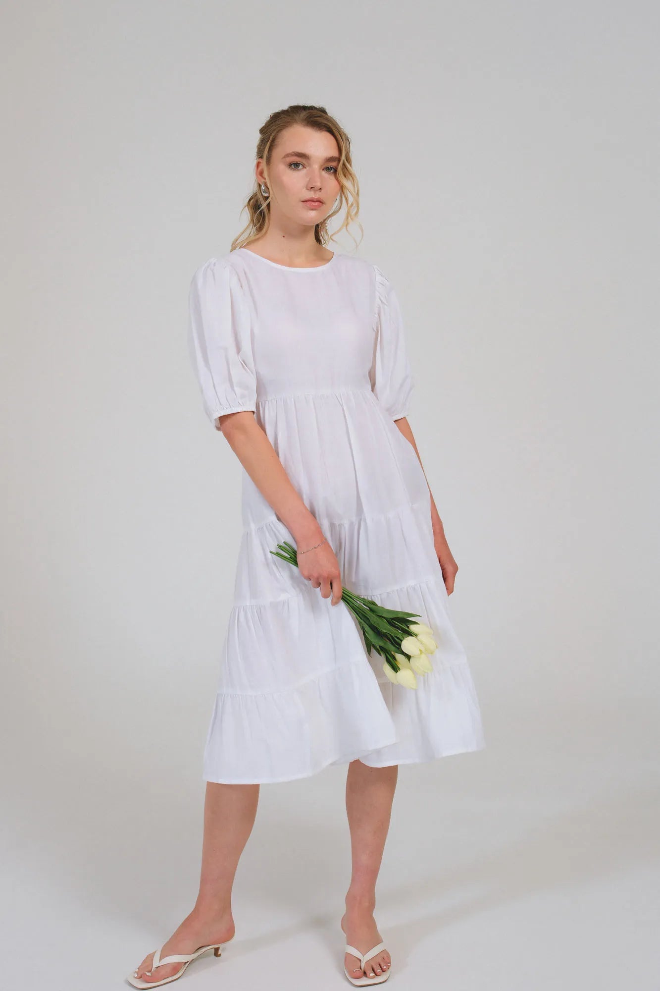 European Linen White Button Dress White / European Linen / Large European Linen White Button Dress White / European Linen / Large