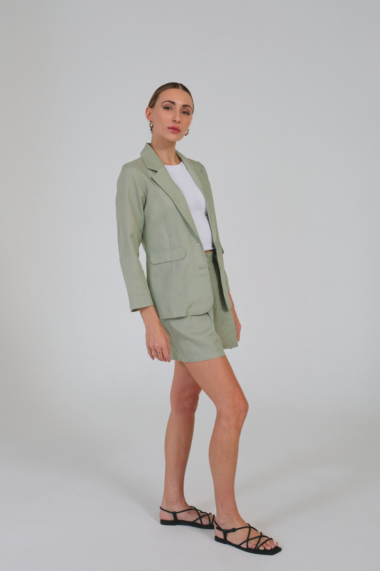 Linen Mauve Sage Green Blazer