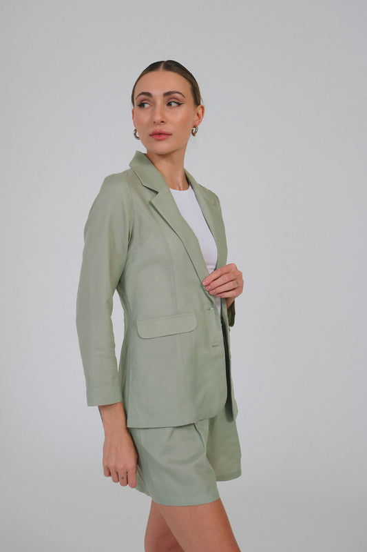 Linen Mauve Sage Green Blazer