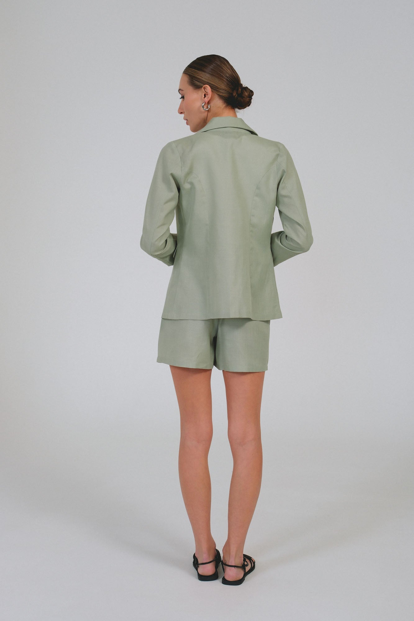 Linen Mauve Sage Green Blazer