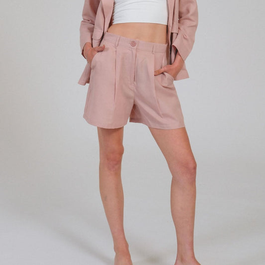 Linen Mauve Pink Shorts