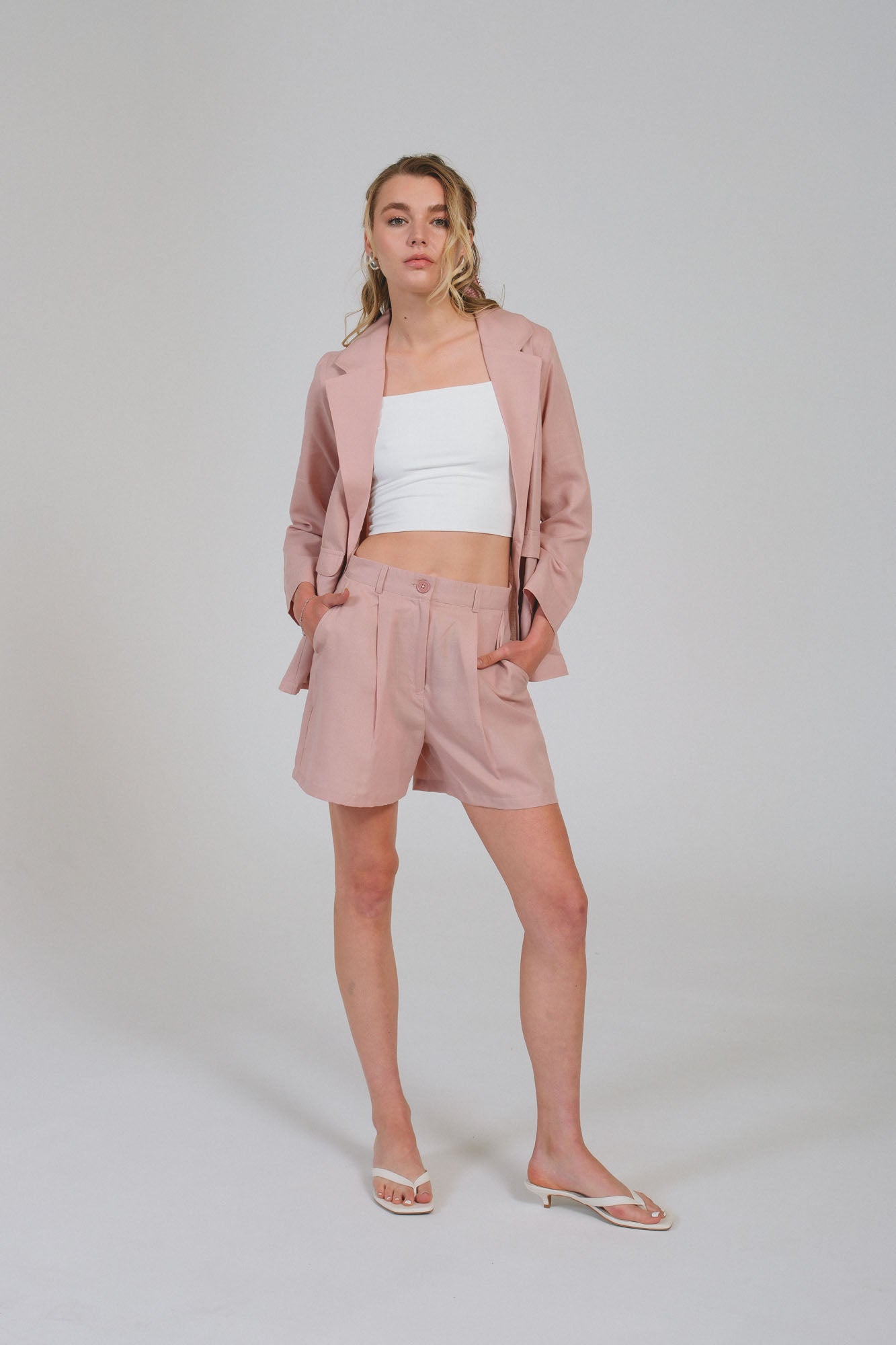 Linen Mauve Pink Blazer