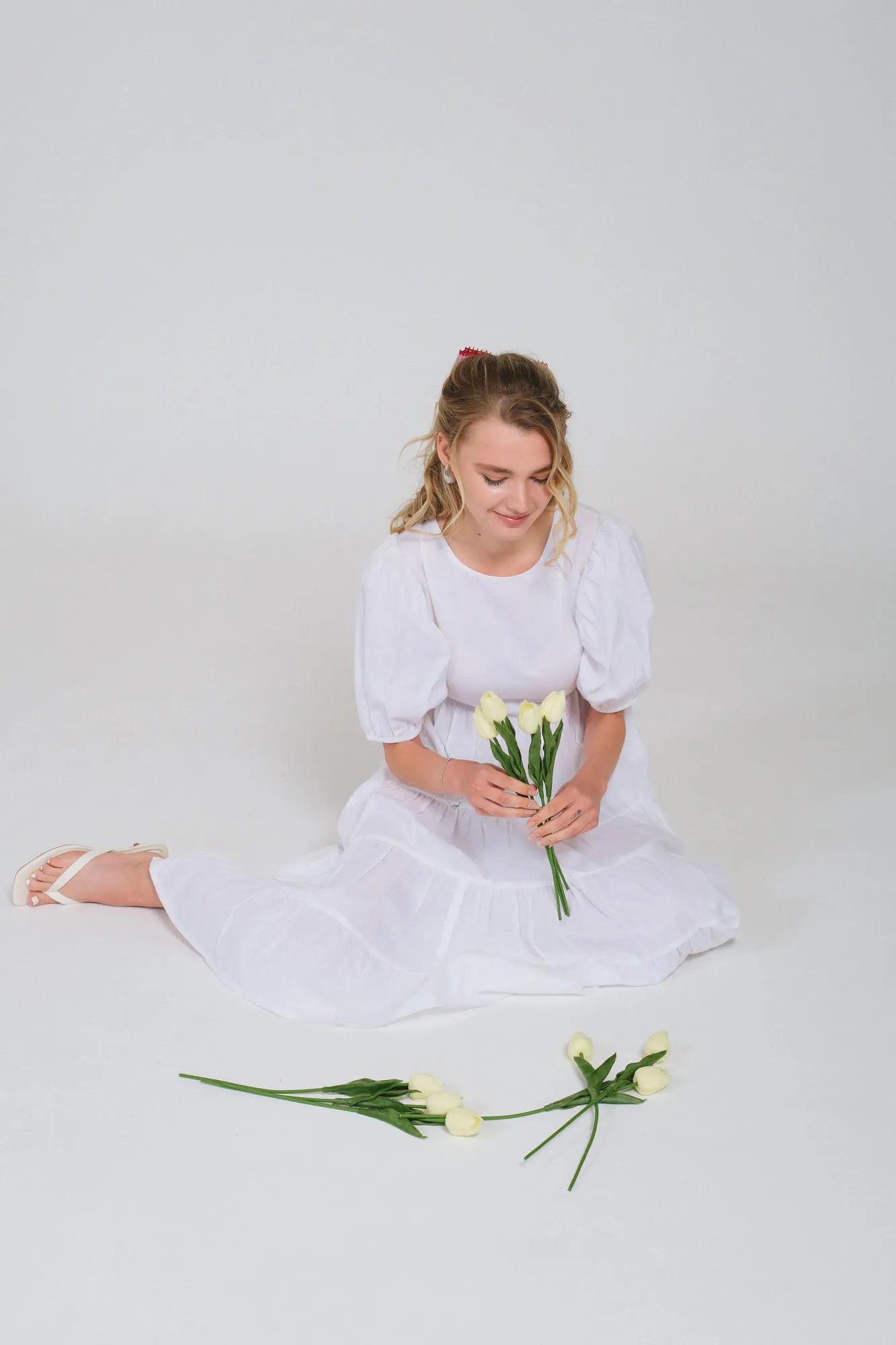 European Linen White Button Dress White / European Linen / Large European Linen White Button Dress White / European Linen / Large