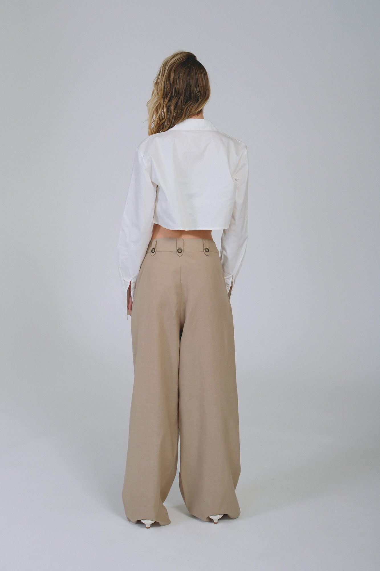 White Cotton Cropped Shirt