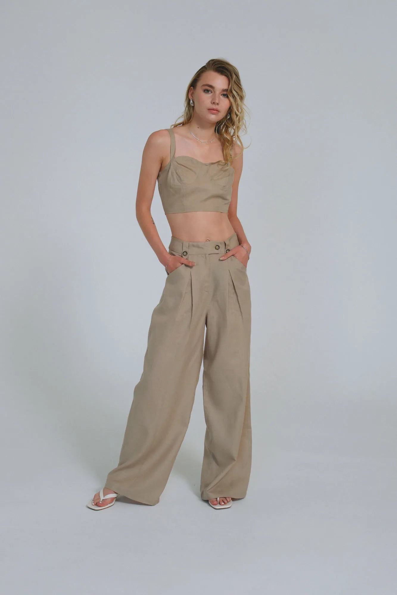 100 % European Linen Beige Trouser