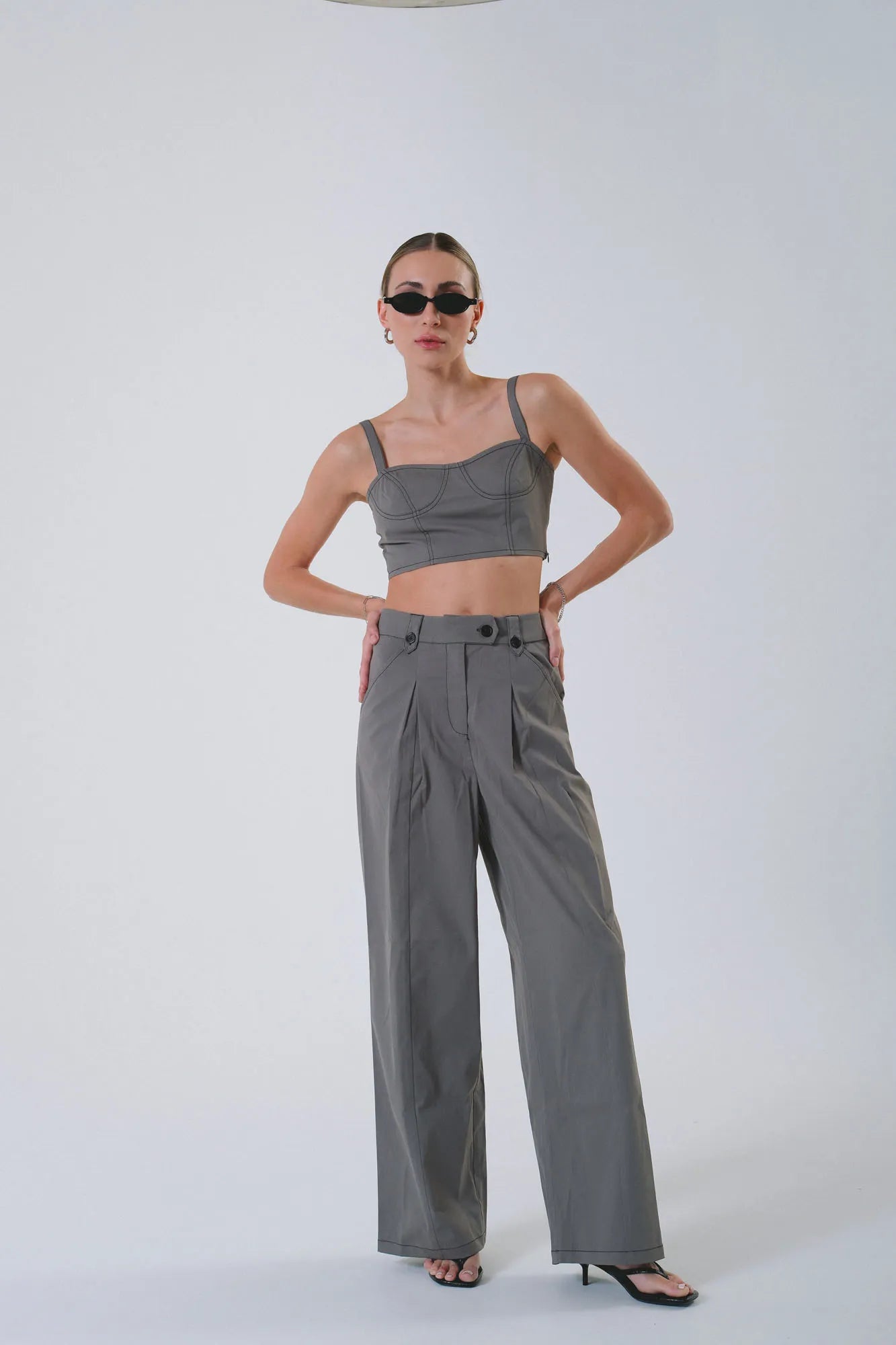 Grey Bralette with Pant - European Linen