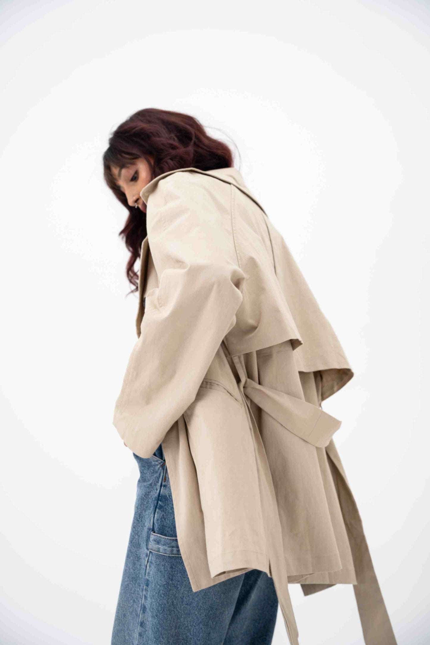 Oversized Trench Coat- Light Beige