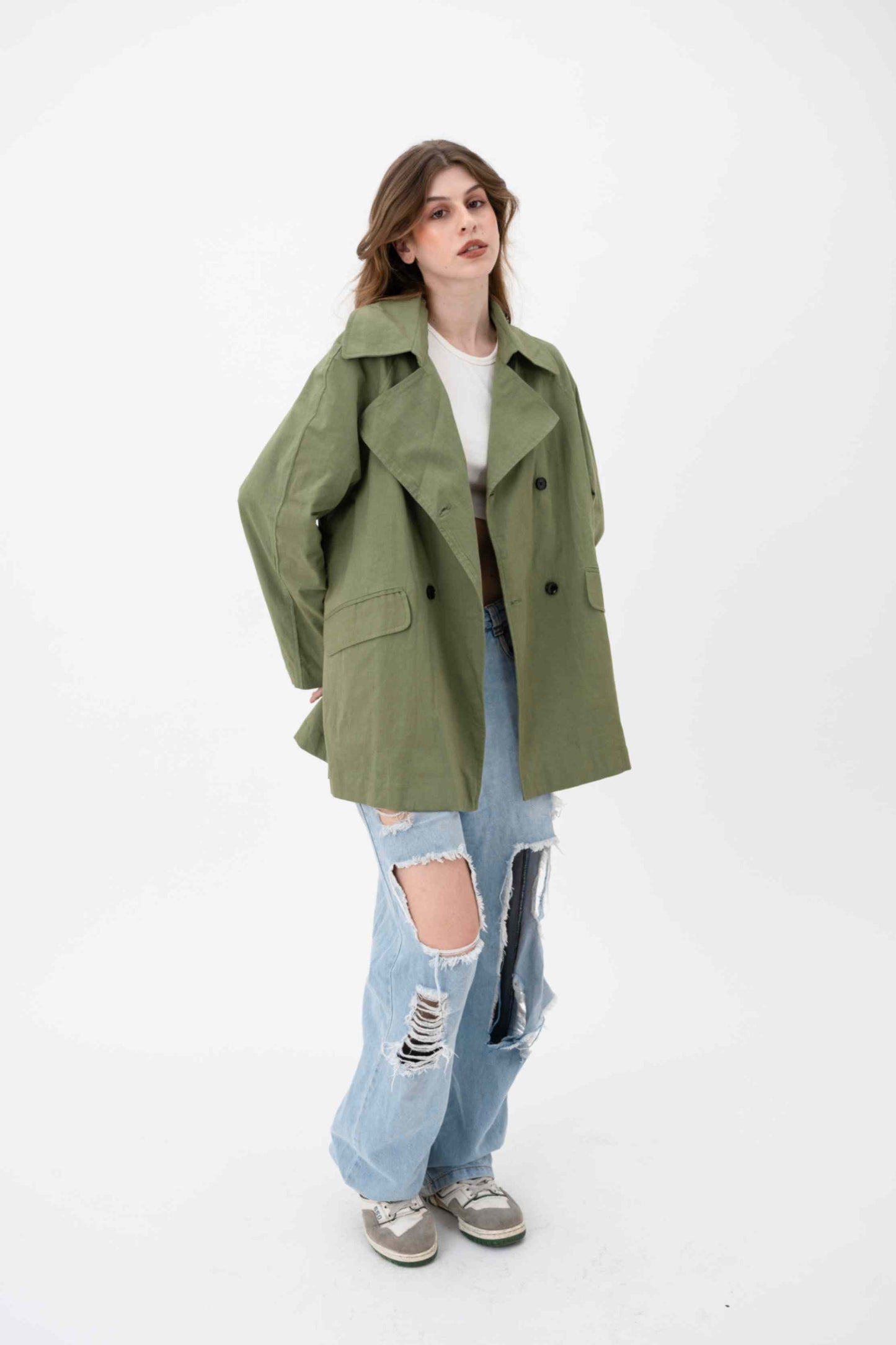 Oversized Trench Coat- Olive Green