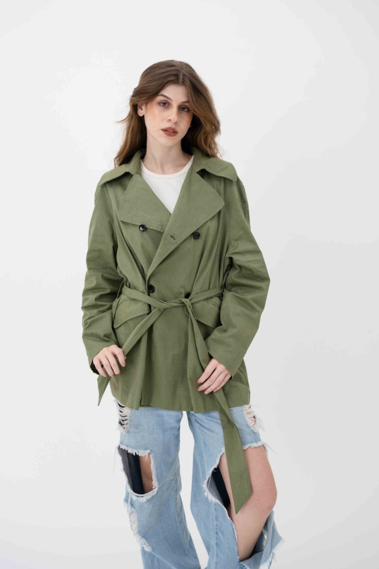 Oversized Trench Coat- Olive Green