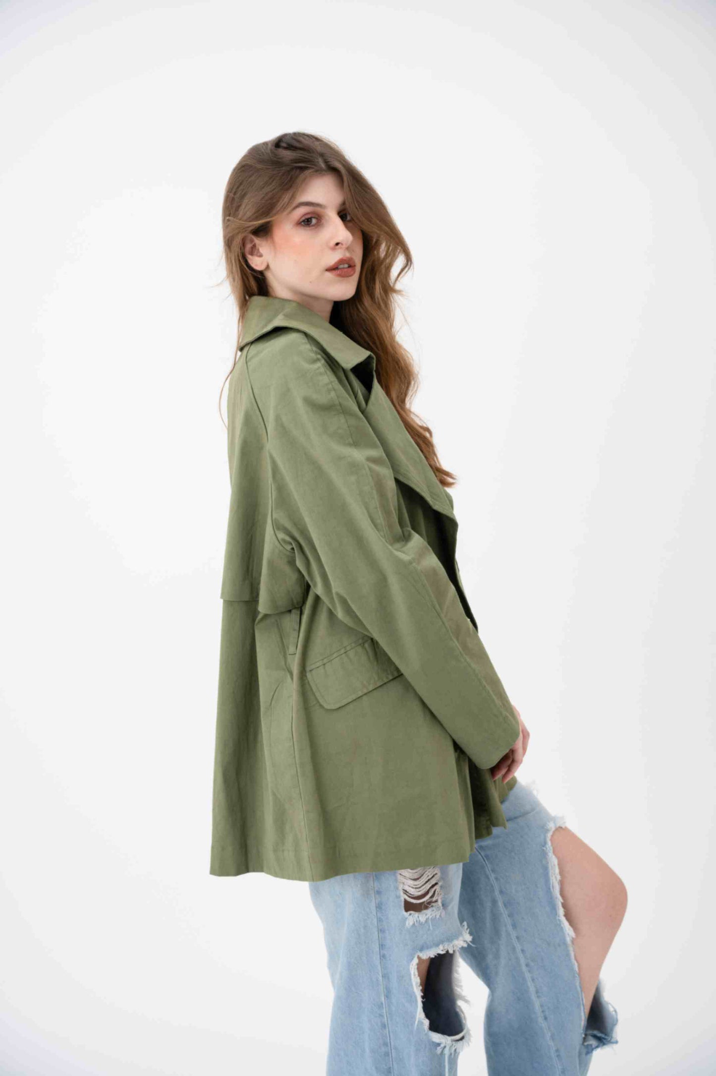 Oversized Trench Coat- Olive Green