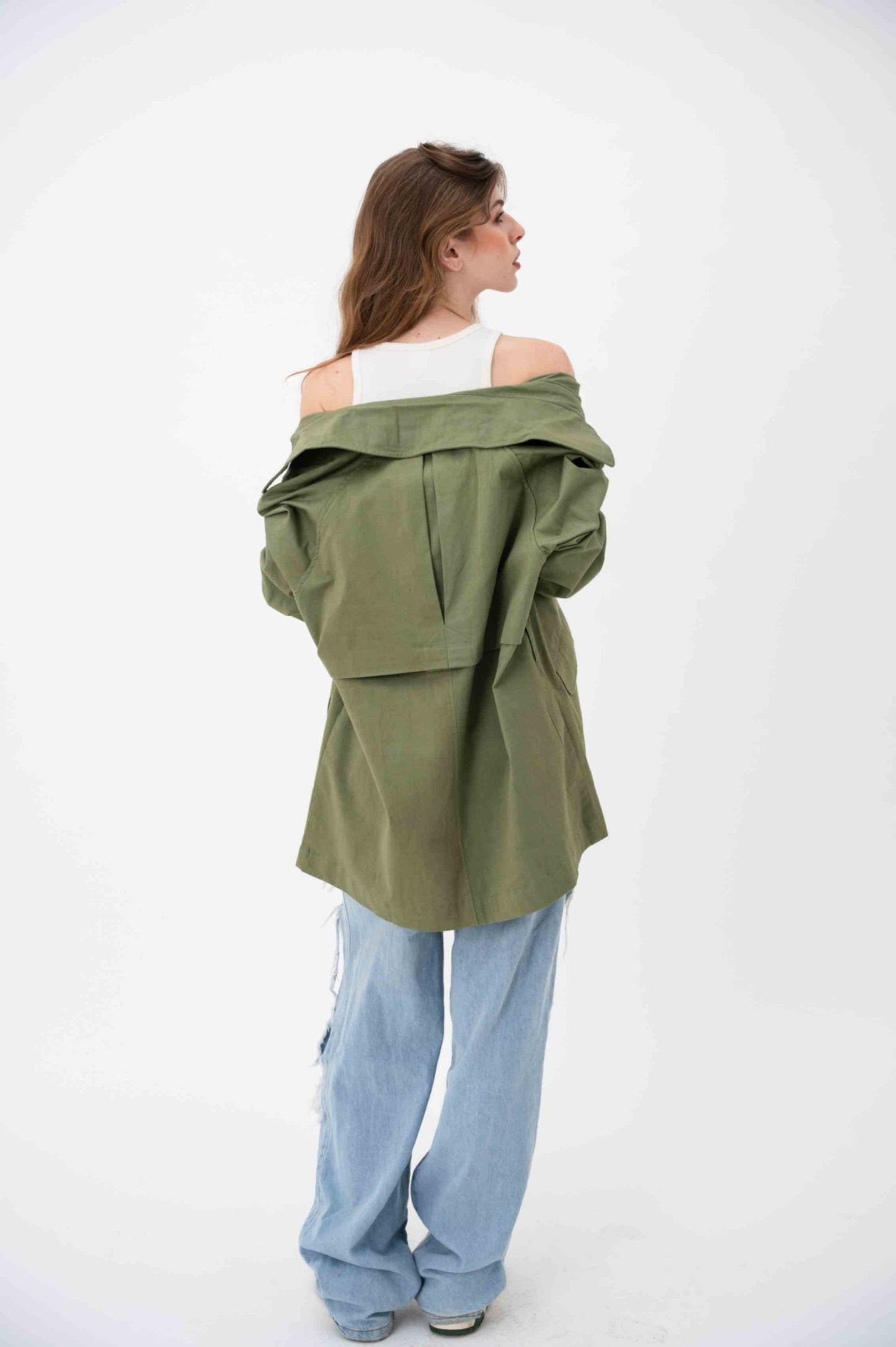 Oversized Trench Coat- Olive Green